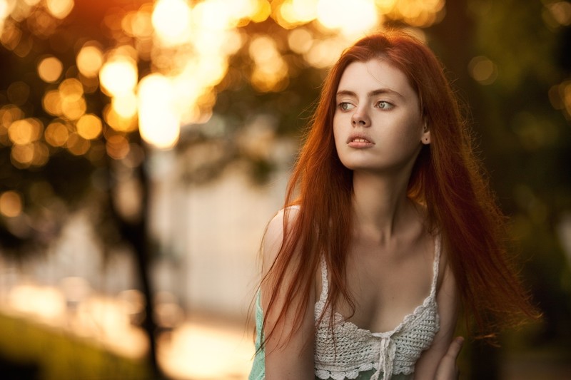 redhead, girls, model, hd, outdoors
