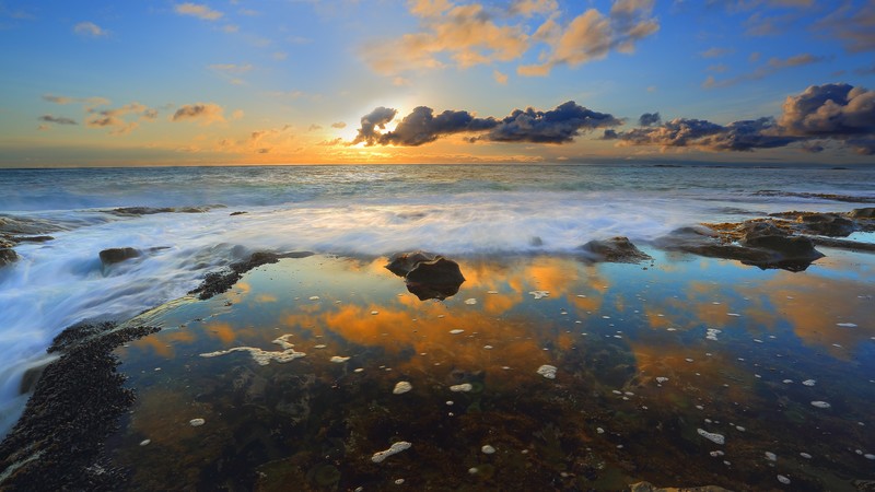 sea, nature, sunset, hd, 4k