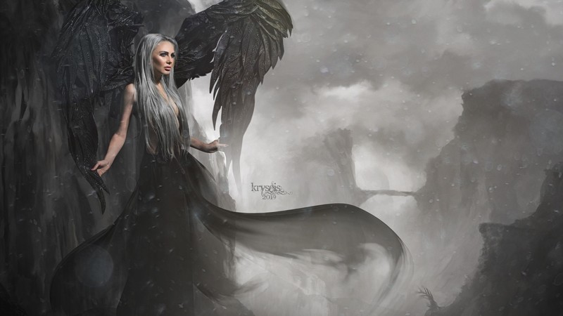 artist, artwork, digital art, hd, angel, deviantart, dark