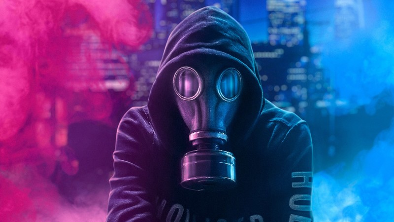 neon, artist, hd, 4k, mask, hoodie