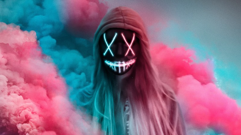 artist, hd, 4k, neon, mask