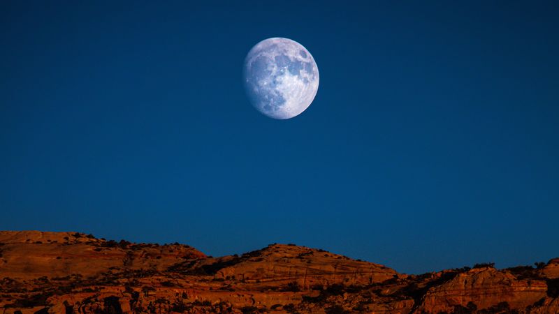 rock, cliff, moon, canyon, landscape, 4k