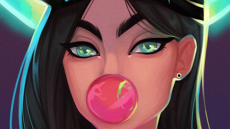 bubble gum, bubble, artist, artwork, digital art, hd, 4k