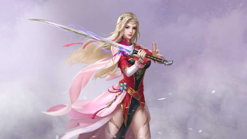 fantasy girls, sword, artist, artwork, digital art, hd