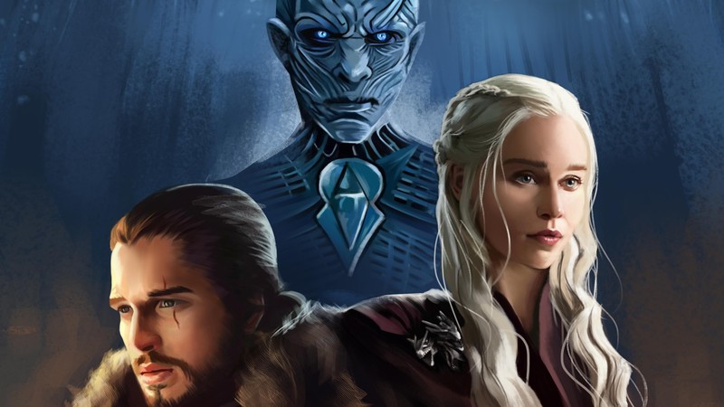 game of thrones season 8, game of thrones, tv shows, hd, 4k, digital art, artist, artwork, night king, jon snow, daenerys targaryen