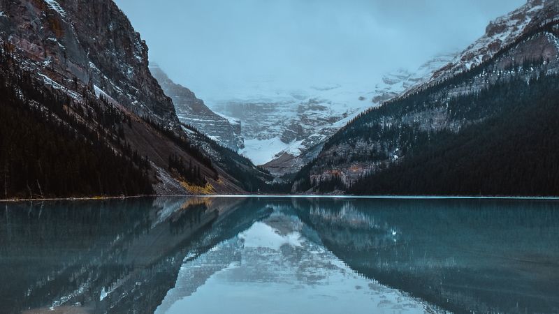 lake, mountains, shore, water, reflection, 4k
