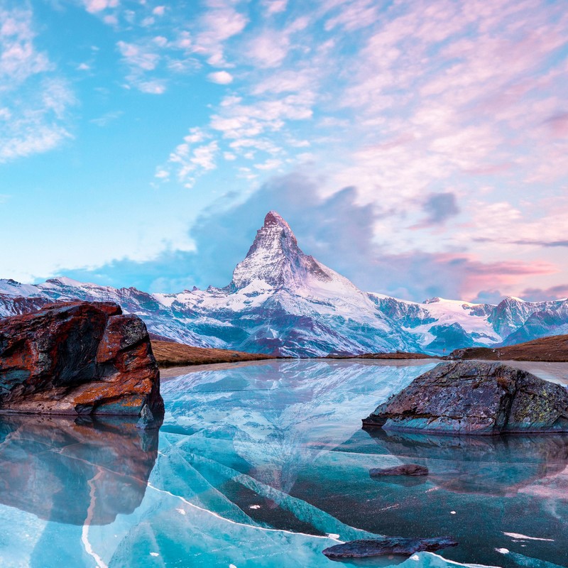 lake, reflection, winter, nature, hd