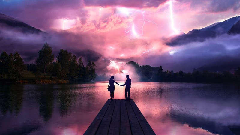 love, couple, hd, lightning