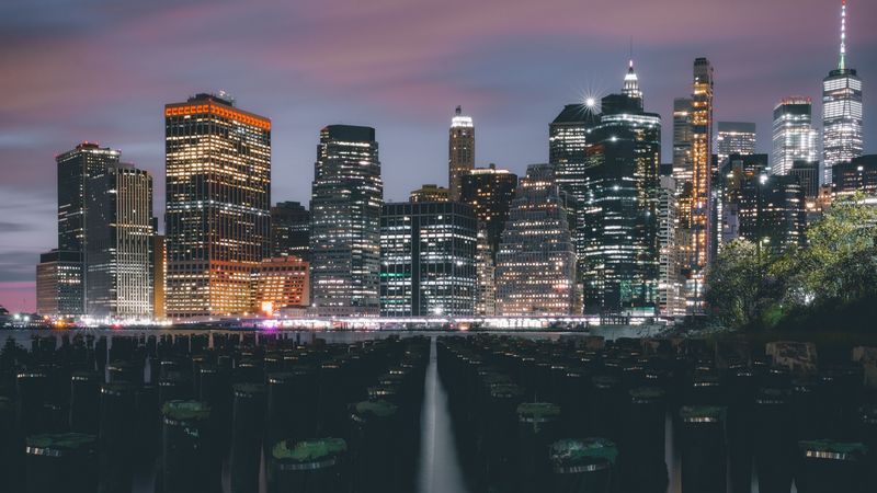 night city, buildings, skyscrapers, architecture, lights, 4k