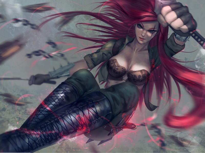 katarina league of legends, 4K, league of legends, games, fantasy girls, hd, artist, deviantart