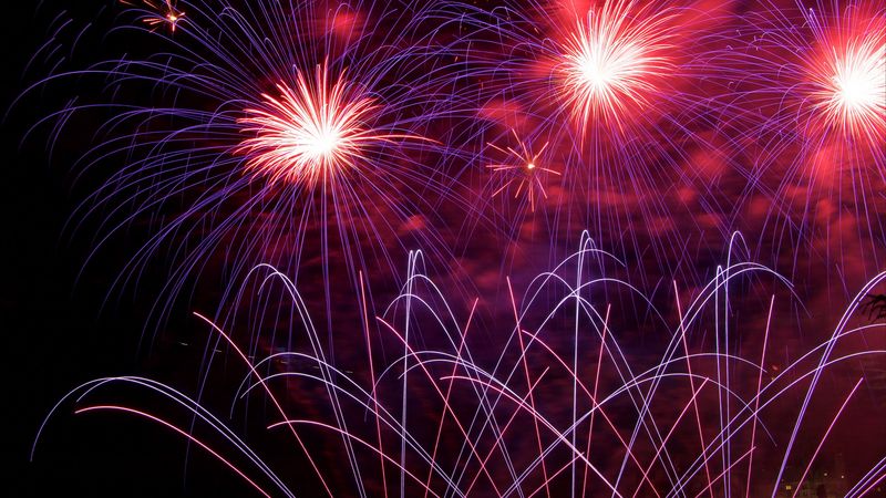 fireworks, salute, sparks, sky, holiday, 4k