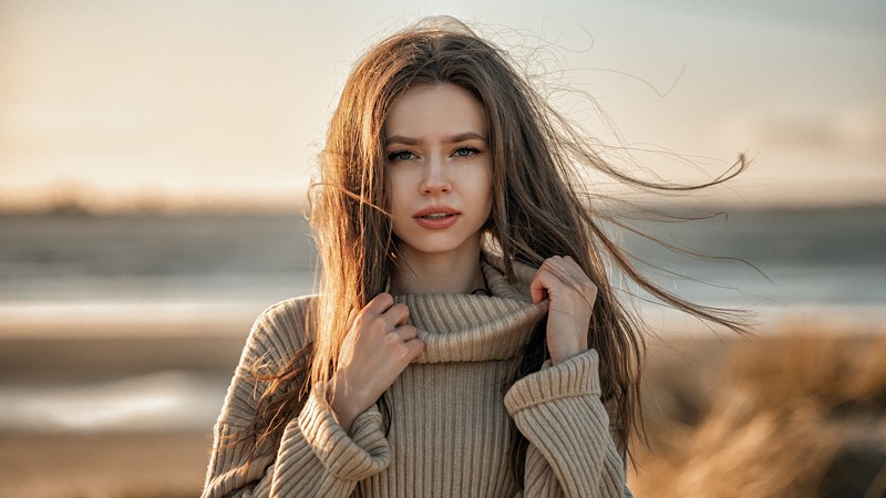 girls, model, hd, depth of field, outdoors
