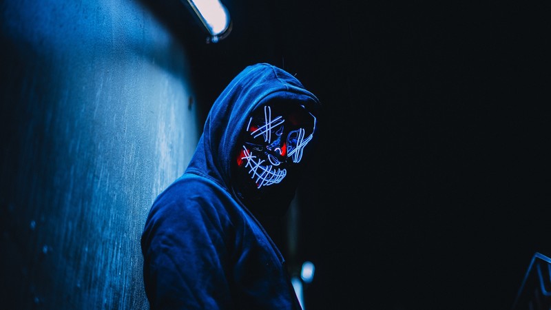 hoodie, mask, photography, hd, neon
