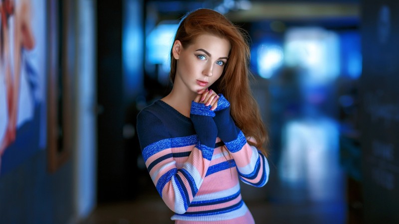 blue eyes, girls, model, hd