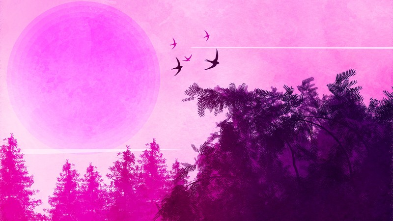 pink, forest, artist, artwork, digital art, hd, 4k, deviantart