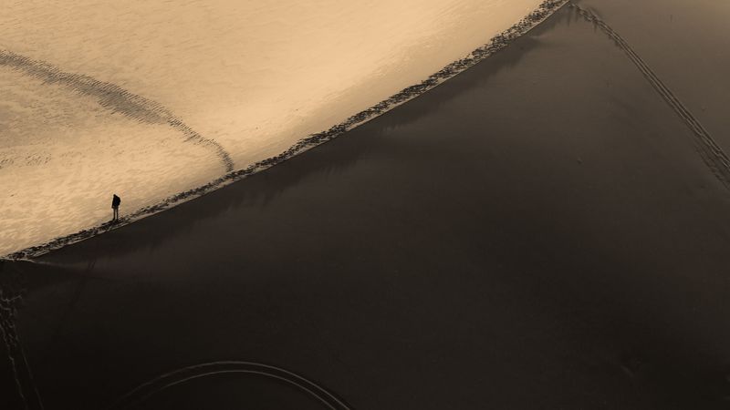 desert, silhouette, aerial view, dunes, sand, 4k