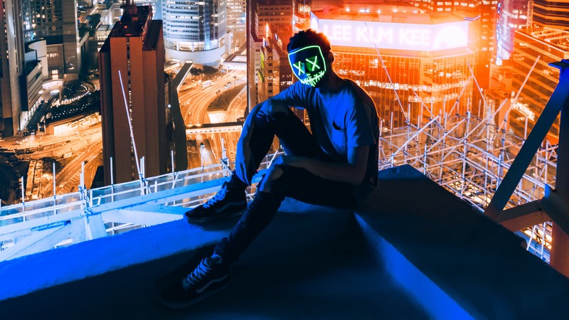neon, mask, photography, hd, 4k
