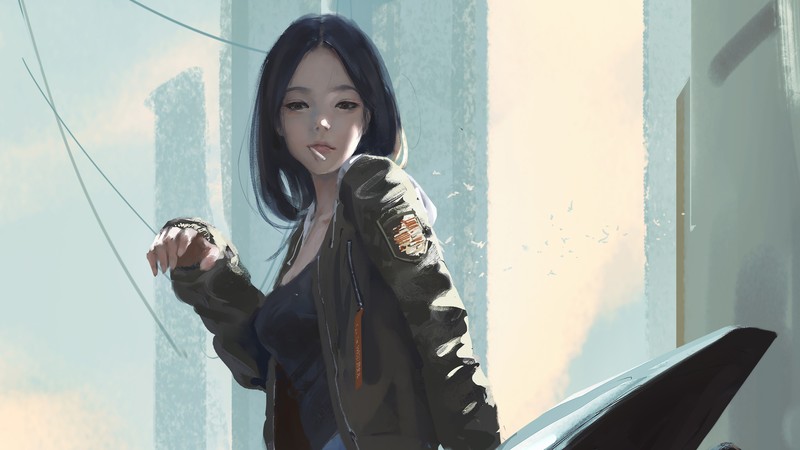 anime girl, anime, artist, artwork, digital art, hd, 4k, smoking, deviantart