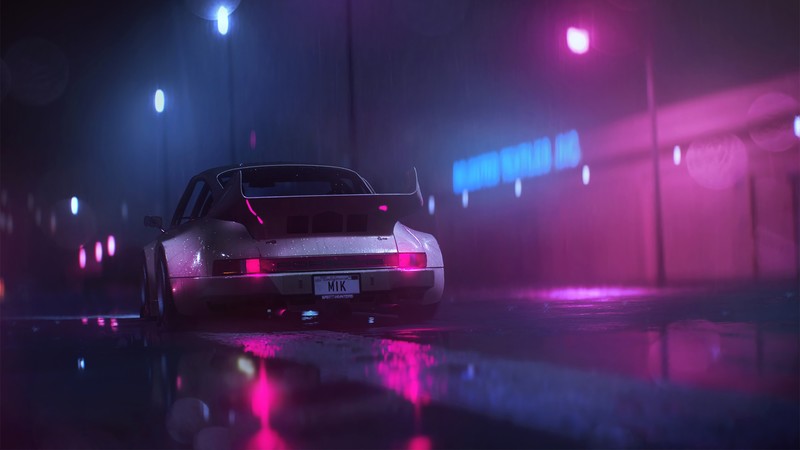 porsche 911, porsche, cars, neon, hd, 4k, artstation, retrowave, synthwave