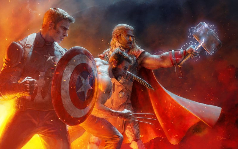 thor, captain america, wolverine, hd, superheroes, digital art, artwork, deviantart