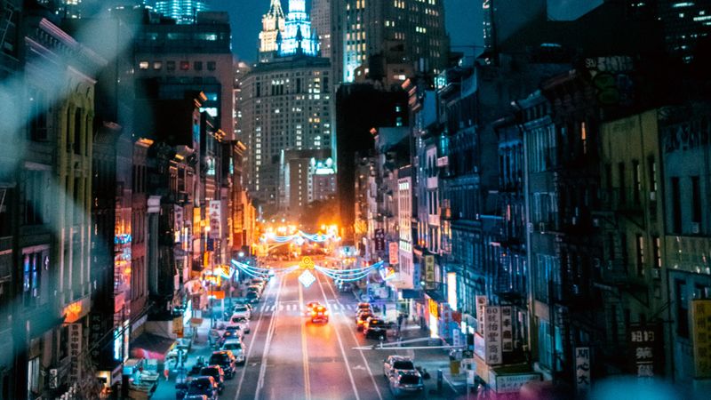 night city, street, lights, overview, cityscape, 4k