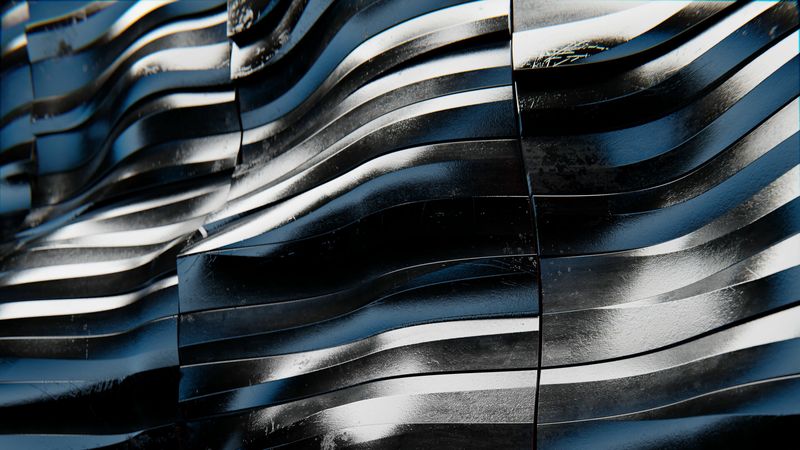 metal, iron, waves, wavy, volume, gloss, 4k