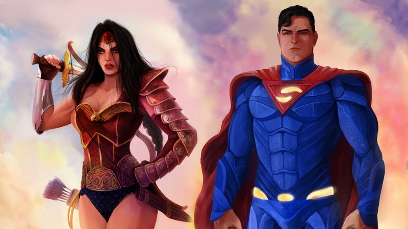 wonder woman, superman, superheroes, artist, artwork, digital art, hd, 4k, deviantart