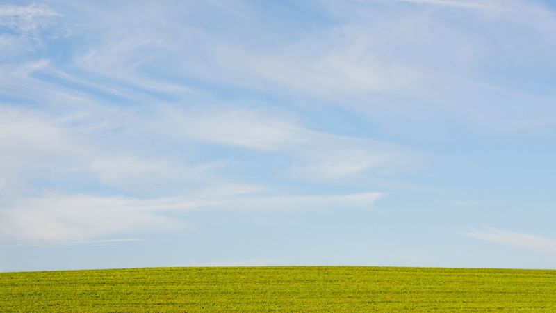 lawn, sky, clouds, landscape, nature, 4k