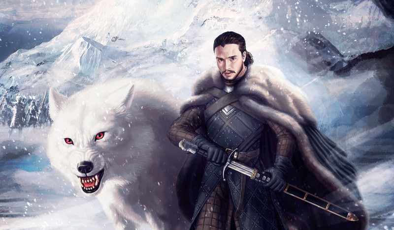 jon snow, game of thrones, tv shows, hd, 4k, wolf, behance