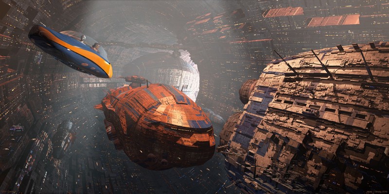 scifi, city, spaceship, artist, artwork, digital art, hd, deviantart