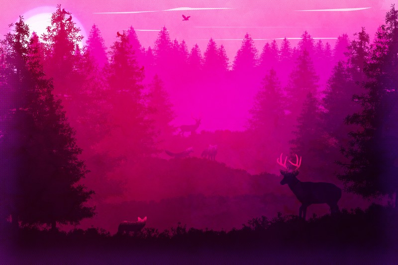 pink, minimalism, artist, artwork, digital art, hd, 4k, 5k, fox, deer, deviantart
