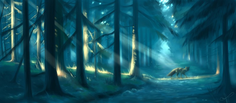 fox, forest, artist, artwork, digital art, hd, deviantart