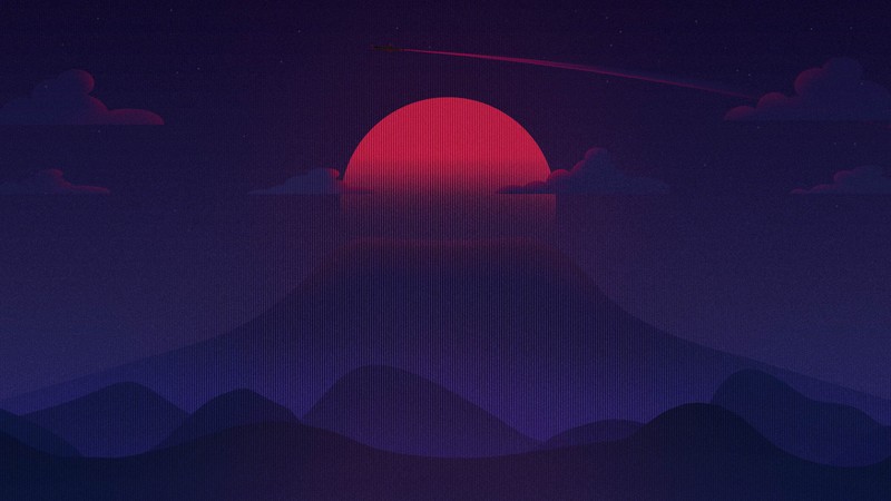 8 bit, mountains, sunrise, artist, artwork, digital art, hd, 4k