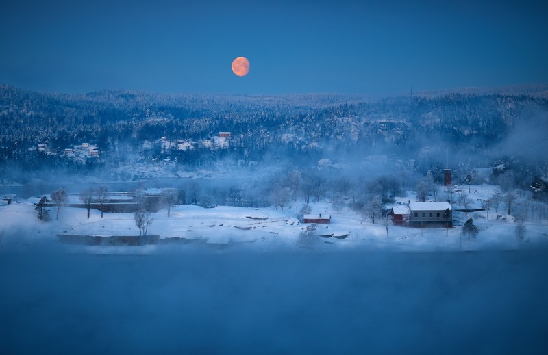 winter, moon, nature, hd, 4k