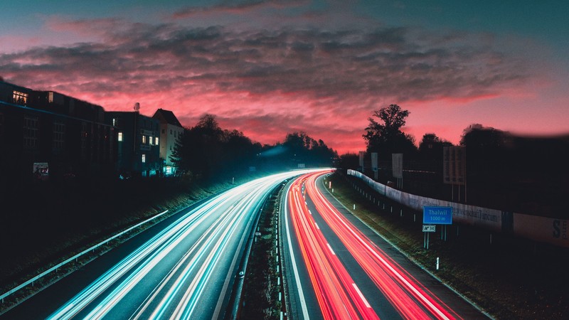 highway, long exposure, nature, hd, 4k
