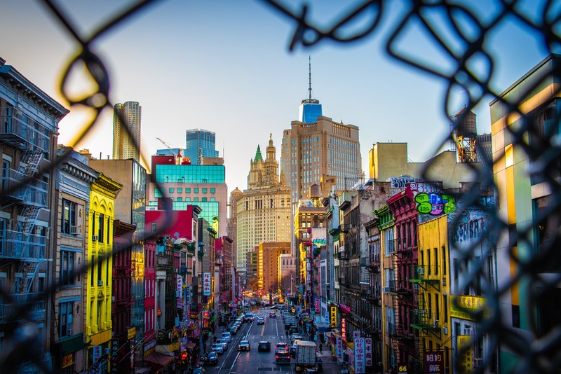 city, colorful, photography, hd, 4k, 5k, chain, fence, buildings