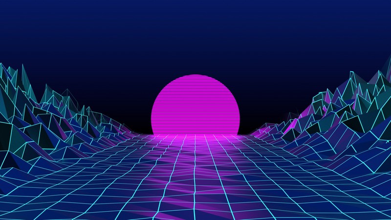 retrowave, synthwave, abstract, digital art, hd, 4k