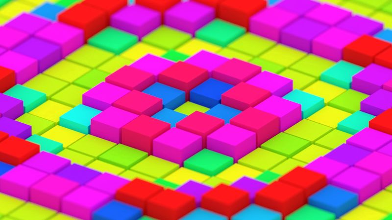 cubes, colorful, structure, 3d, bright, 4k