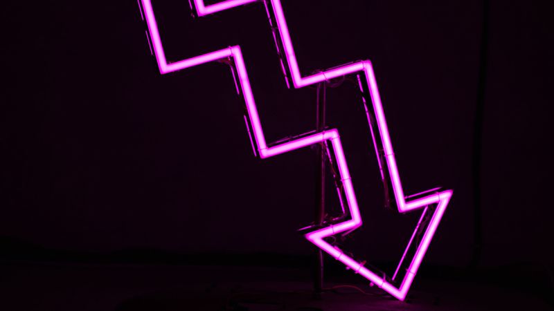arrow, neon, purple, glow, dark, 4k