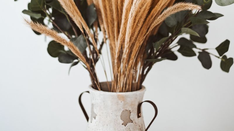 bouquet, vase, spikelets, branches, composition, 4k