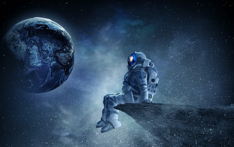 astronaut, artist, artwork, digital art, hd, 4k, planet