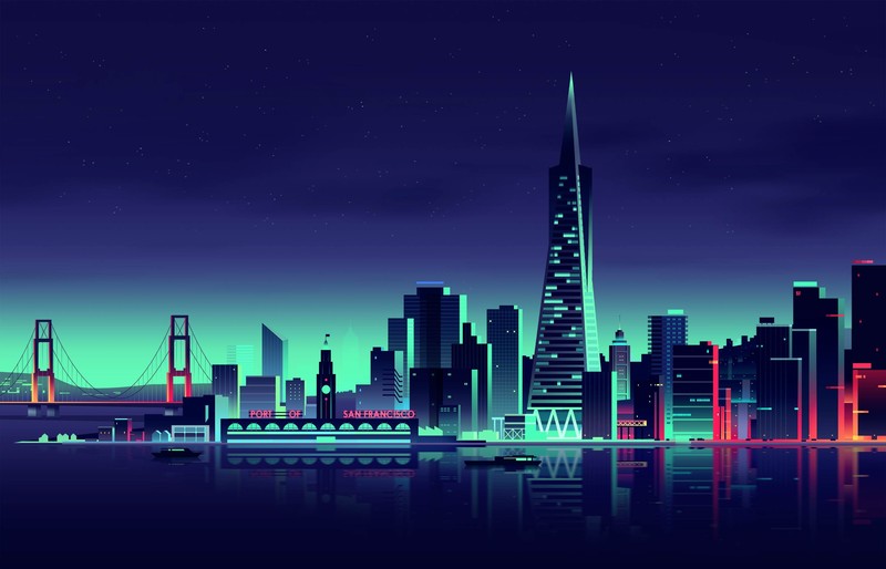 san francisco, world, minimalism, minimalist, city, artist, artwork, digital art, hd