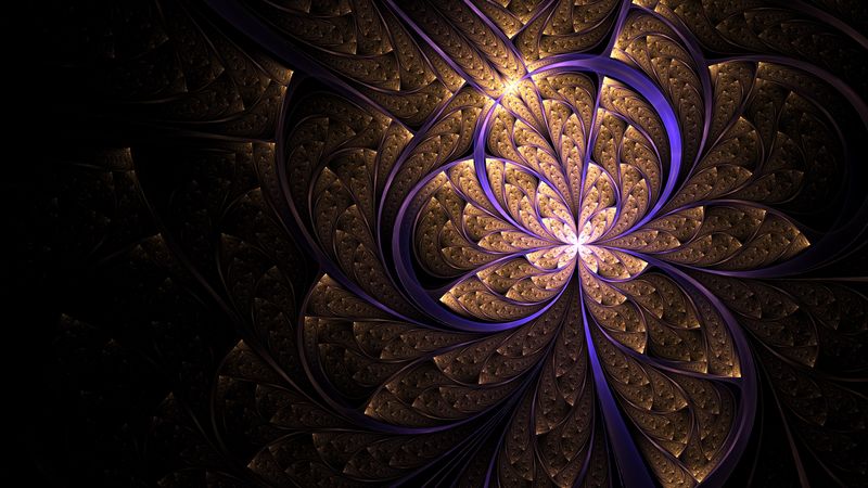 fractal, tangled, glow, abstraction, digital, 4k