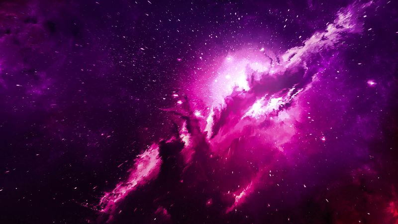 nebula, sparkles, light, cloud, purple, 4k