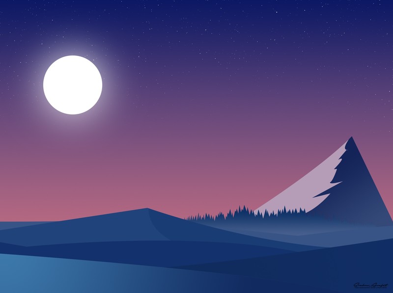 mountains, minimalism, minimalist, artist, artwork, digital art, hd, moon