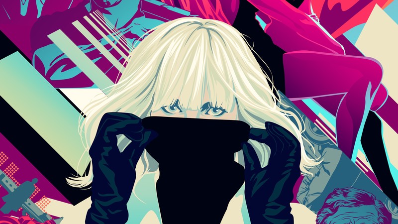 atomic blonde, movies, artist, artwork, digital art, hd, 4k, behance