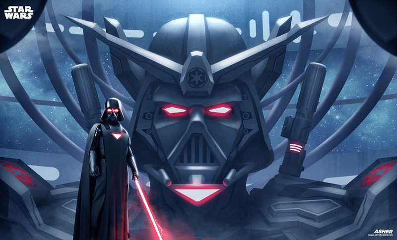 star wars, movies, darth vader, artist, digital art, behance