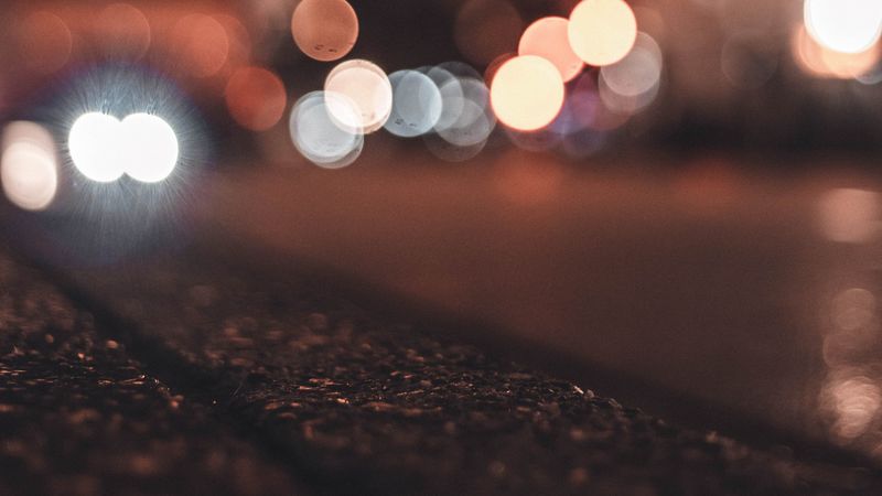 asphalt, blur, bokeh, glare, lights, 4k