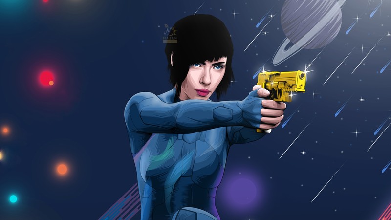 ghost in the shell, scarlett johansson, movies, 2018 movies, hd, artist, artwork, digital art, behance