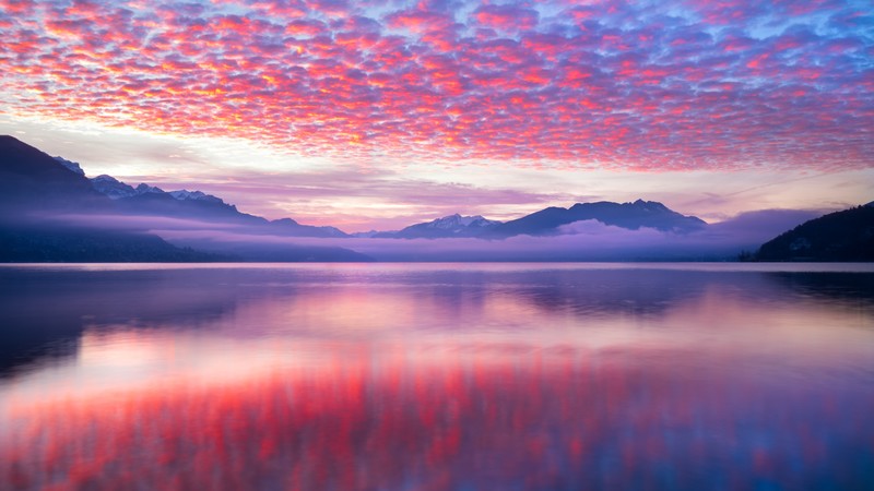 nature, landscape, waves, hd, 4k, 5k, clouds, mountains, pink